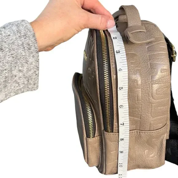 Steve Madden Mini Backpack LOGO Tassel Charm Vegan Leather Y2K Greige Taupe - Picture 13 of 13